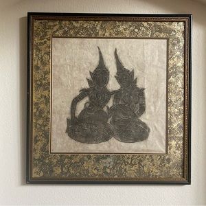 Thai Dancers Temple Rubbing - Professionally Framed 26x27x1